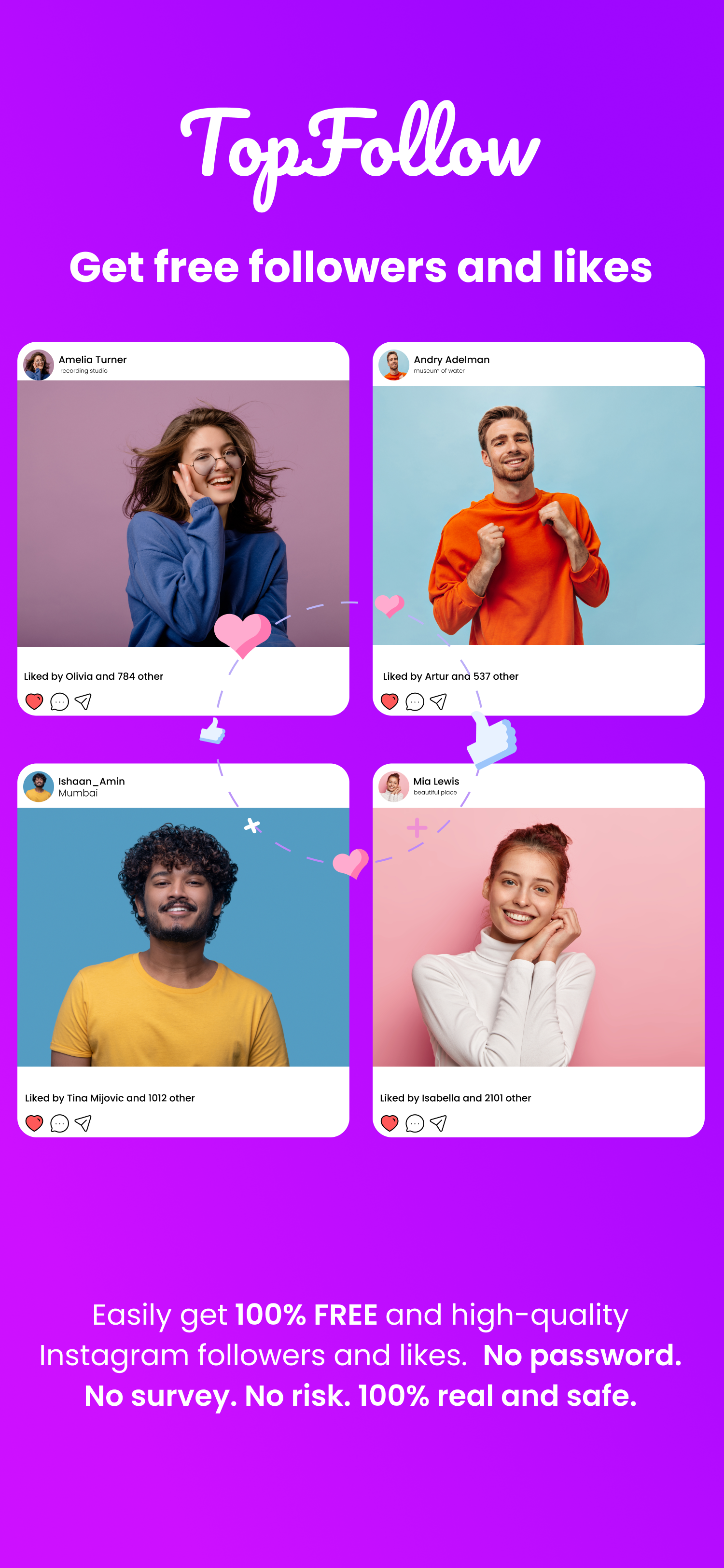 Topfollow followers and likes preview on Android